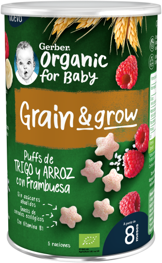Gerber Organic Cereal and Raspberry Puff Snack 35 gr
